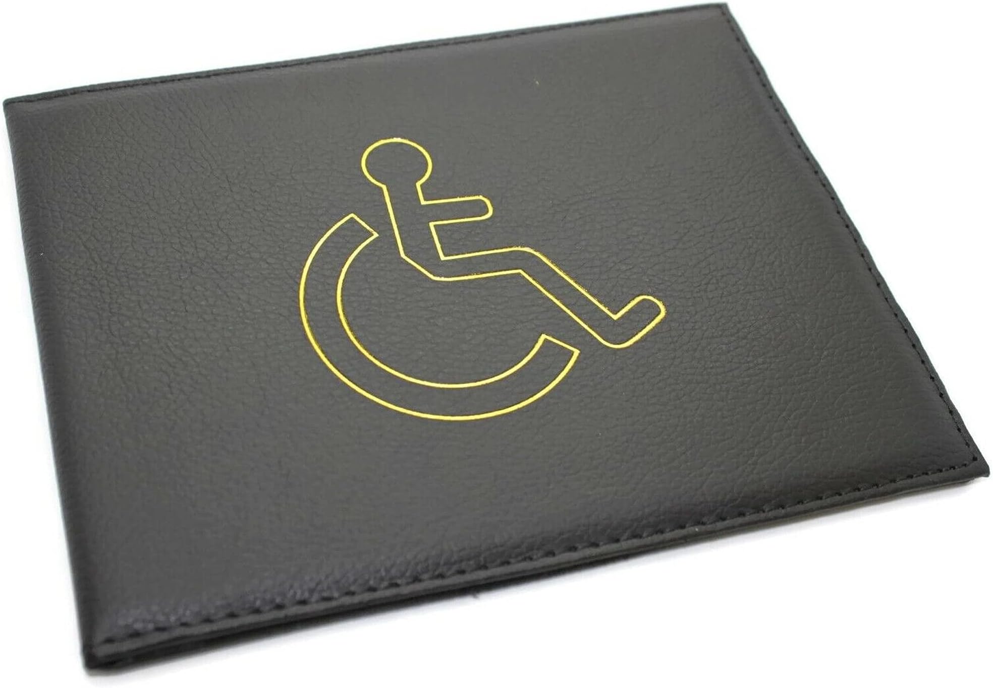 Soft Leather Disabled Badge Timer Parking Permit Holder Wallet Disability Cover (Black)