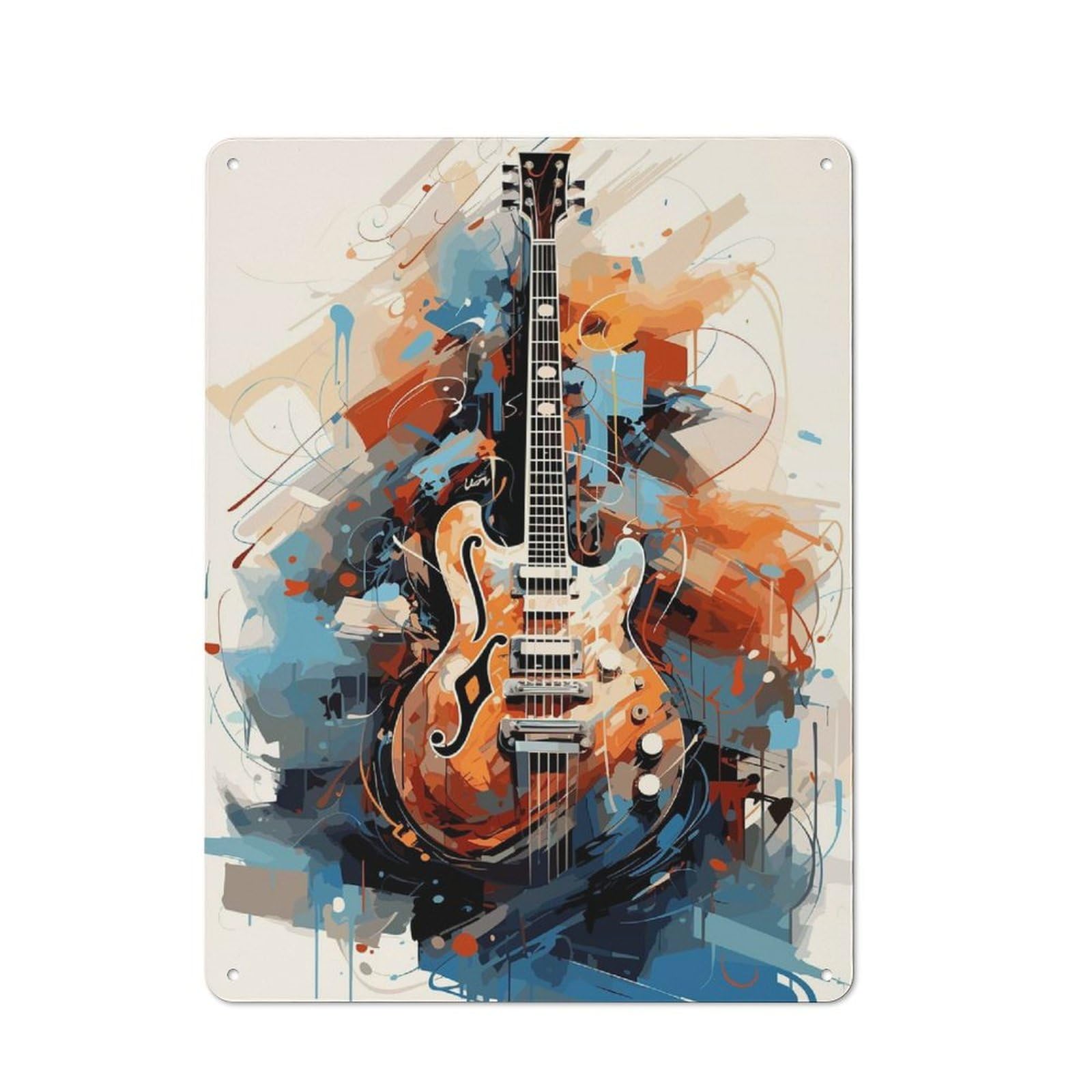 Junmoney Strumming Serenity Guitar Vintage Tin Wall Plaque 40X30cm For Café Or Restaurant, A Decorative Christmas Gift For Café Owners And Decorators