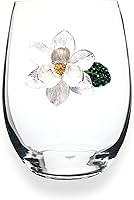 Vista 11 de THE QUEENS' JEWELS Copa de vino con tallo con joyas de rosa amarilla, 21 onzas, única para mujeres, cumpleaños, bonita, divertida, sin pintar