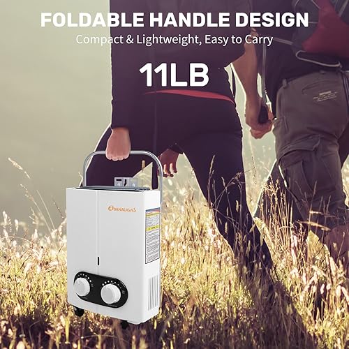 Miniatura 2 de Calentador de agua de propano portátil sin tanque, 1.45GPM 5.5L, calentador de agua caliente instantáneo, uso al aire libre para RV, cámper,