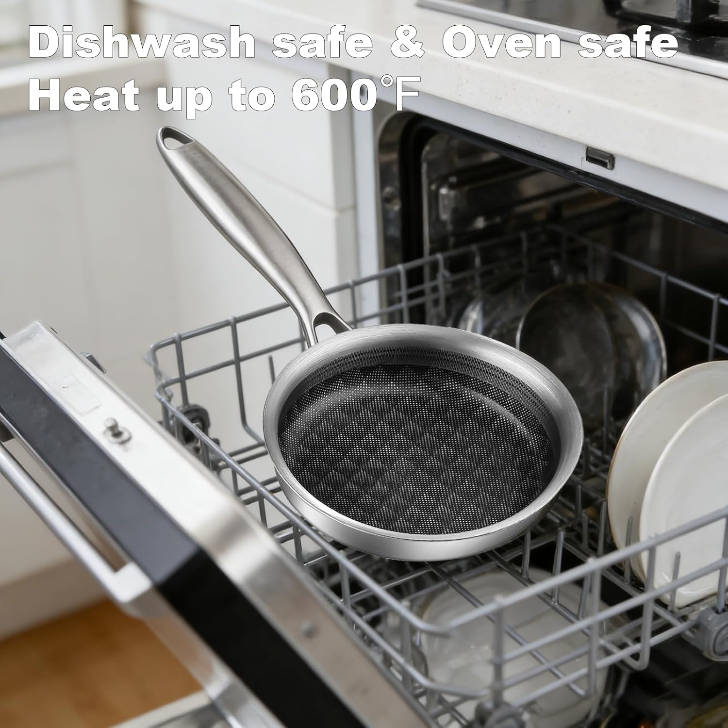 DELARLO 5.5inch Tri-Ply Stainless Steel Omelette Pans,Single Egg Frying Pan Nonstick Frying Pan, Small Pan for Steak, Durable Chef's Pan, Induction Skillets, Compatible with All Cooktops, Up to 600℉