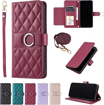 Samsung Galaxy S26 Ultra Compatible Case, Wallet Type, Premium PU Leather, Stylish Galaxy S26 Ultra Case with Strong Multi-Card Storage, Wristlet and Diagonal Shoulder Strap, Galaxy S26 Ultra