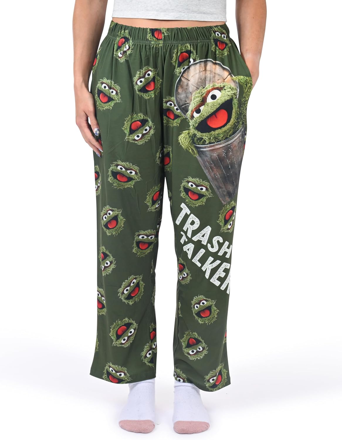 BRIEF INSANITY Lounge Pajama Pants for Men and Women | Sesame Street Oscar the Grouch Trash Talker Graphic Print Bottoms - Comfy, Ultra Soft, Novelty Unisex Loungewear Pants (Trash Talker, Medium)