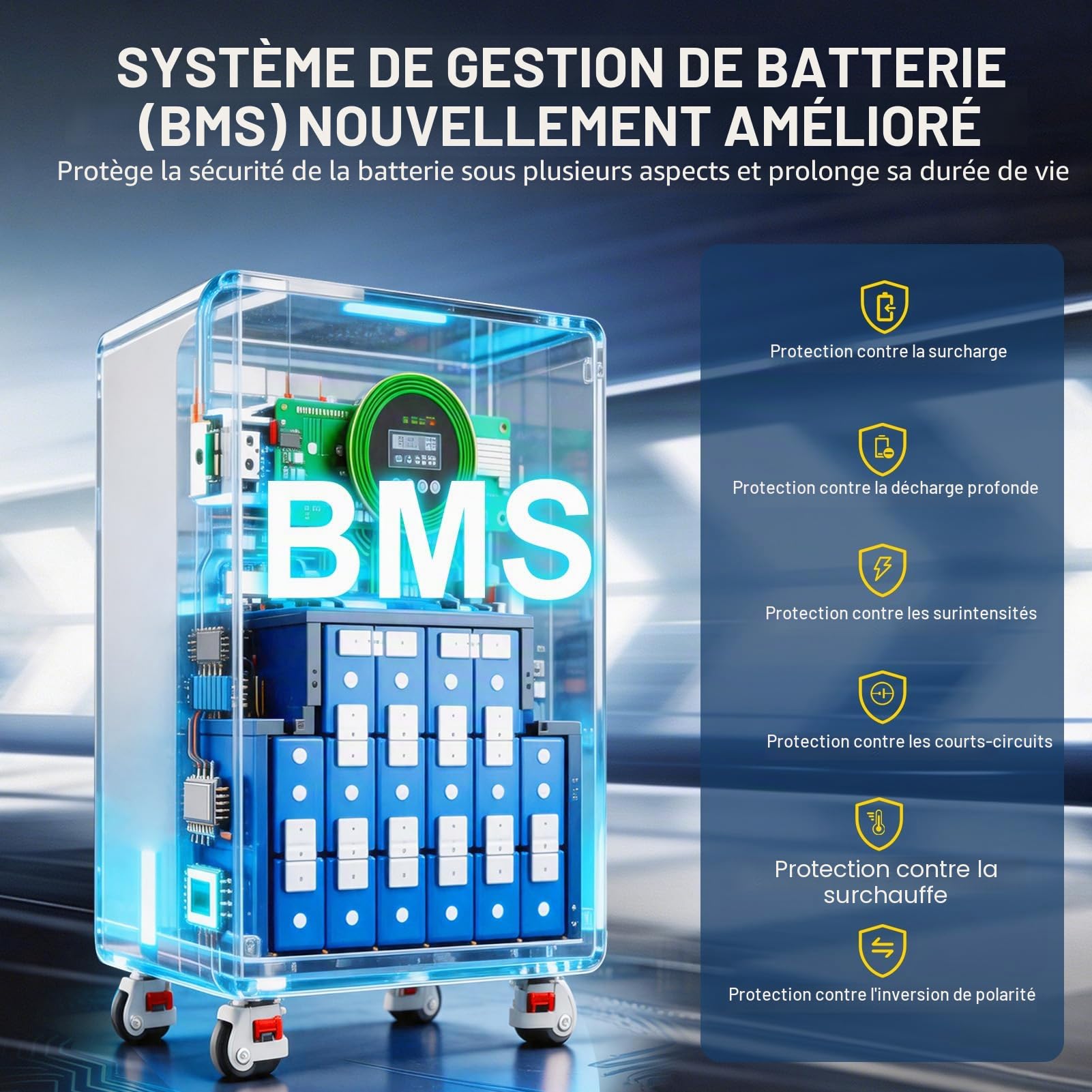 DATOUBOSS Batterie Lithium LiFePO4 Tout-en-Un 48V 102Ah 5,22kWh avec Onduleur Hybride 5000W 48V, Livré avec Module WiFi, 6000+ Cycles, Système de Stockage d’Énergie Solaire à Domicile Plug & Play