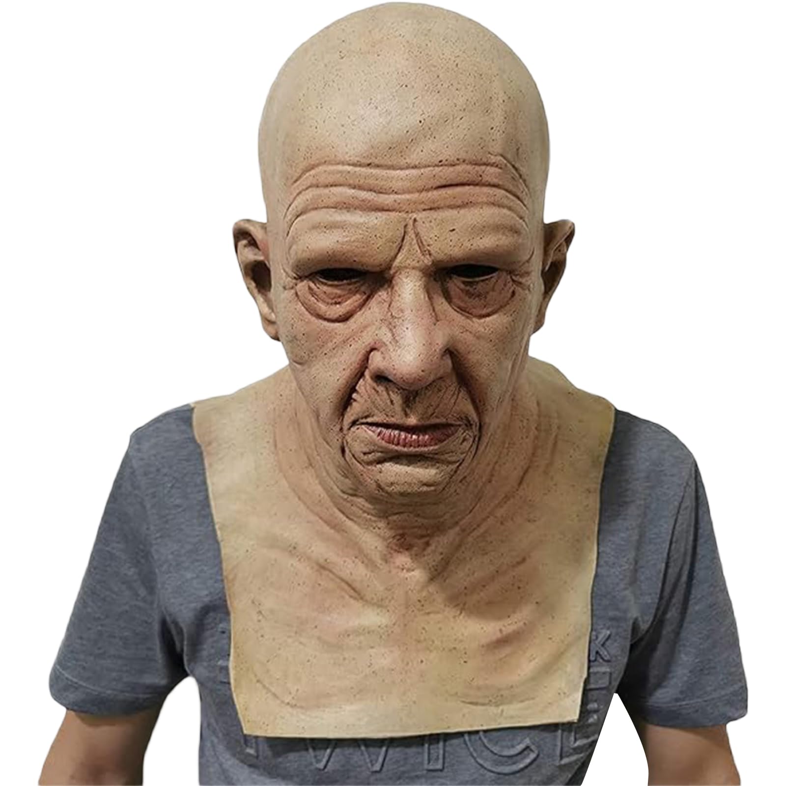 Qianderer Máscara realista de látex para abuelo, máscara facial realista de silicona para hombre, divertida y de terror para fiesta de Halloween, mascarada, accesorio para la cabeza