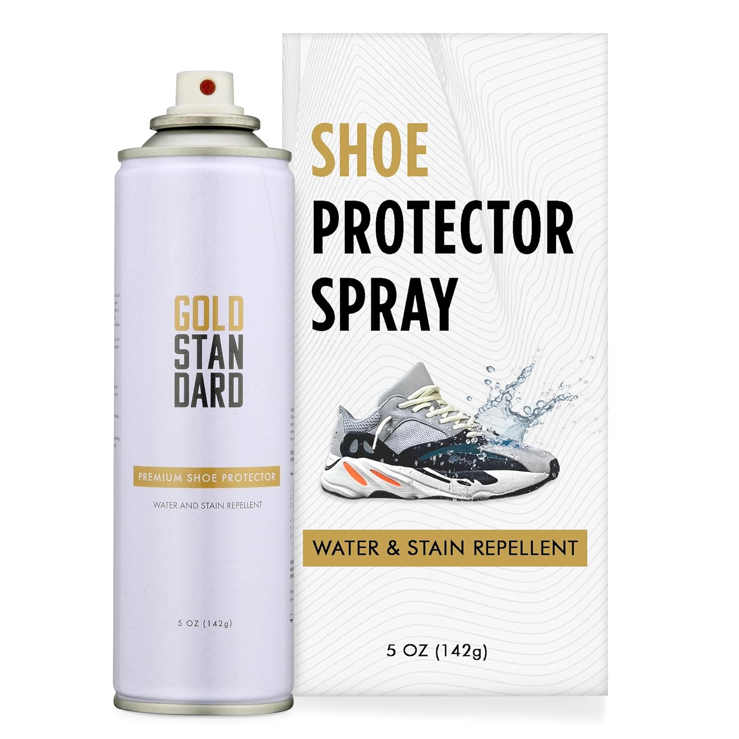 Gold Standard Water-Repellent Shoe Protector Spray Waterproof for Suede Leather White Sneakers Boots 5 oz