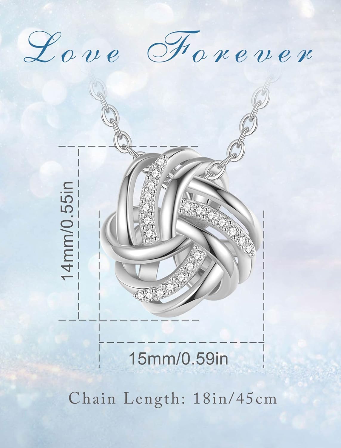 INFUSEU Sterling Silver Love Knot Earrings Necklaces for Women Girls, Romantic Love Forever Gifts for Girlfriend/Wife/Daughter - Image 6