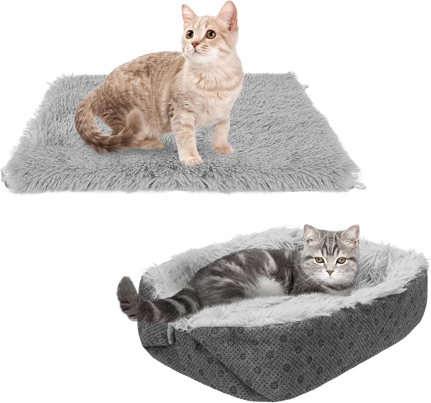 SCENEREAL Self-Warming Cat Bed Mat for Indoor Cats 2 in 1 Convertible Soft Plush Cats Dogs Pet Bed with Anti-Slip Bottom, Machine Wash &…