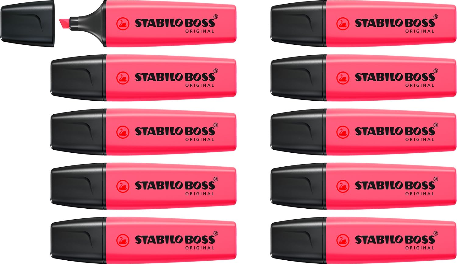 STABILO Marcador fluorescente BOSS ORIGINAL - Caja con 10 unidades color rosa