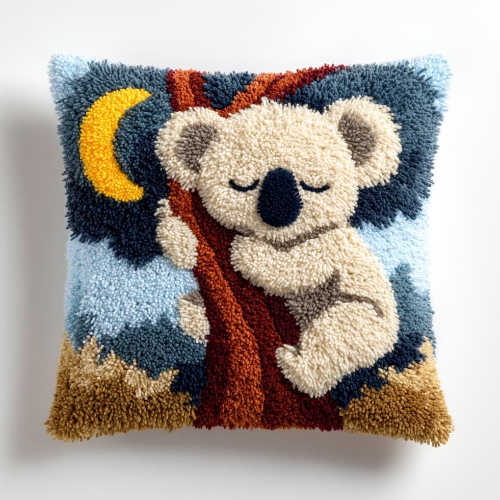 WallustrioaW Latch Hook Pillow Kits Cushion,Koala Animals
