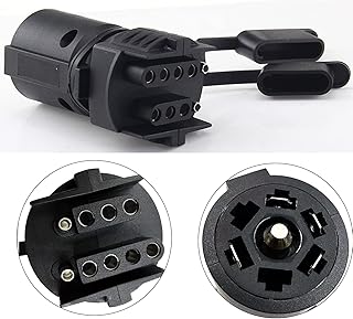 MEISO Trailer Plug Adapter, 7 Pin Round to 4 Pin 5 Pin Trailer Adapter, Trailer Light Adapter Converts from 7 Way to 4 Way 5 Way Flat Plugs, Fits Vehicles with Round Trailer Connectors Plug(Black)