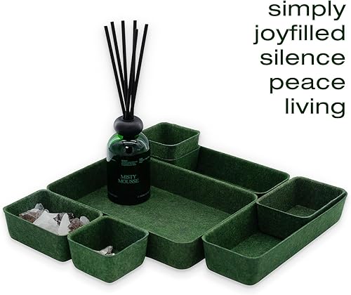 Miniatura 6 de Welaxy Organizador de cajones de escritorio, bandejas poco profundas, caja de escritorio de almacenamiento de fieltro para joyas, relojes,