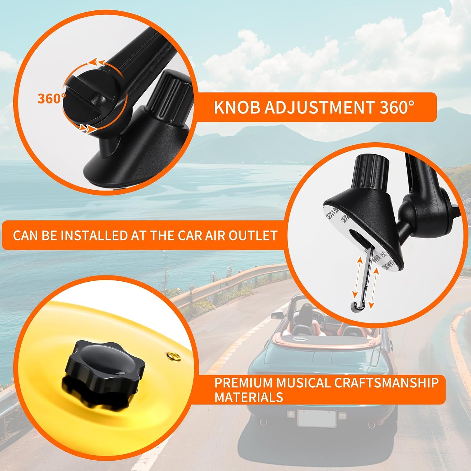 2Pcs Car Cymbal Air Vent - Clip-On Mini Crash Cymbal for Car Dashboard, No Tools Musical Accessory Driving Fun Gift for Drummers & Music Lovers, Universal Fit, Crisp Sound(Gold) image 3