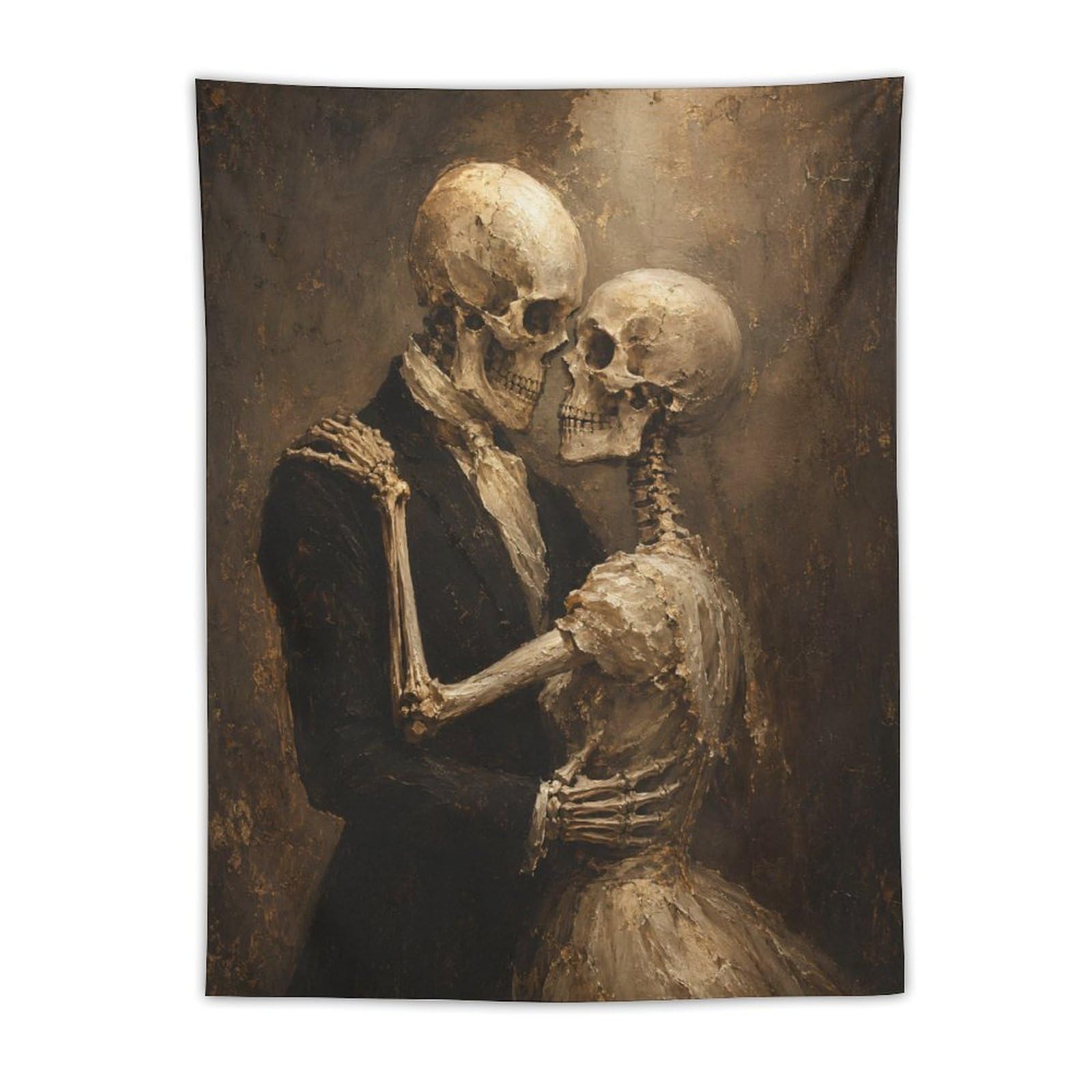 H3B8U2Y5 Skeleton Couple Romantic Portrait Wall Tapestry, Gothic Love