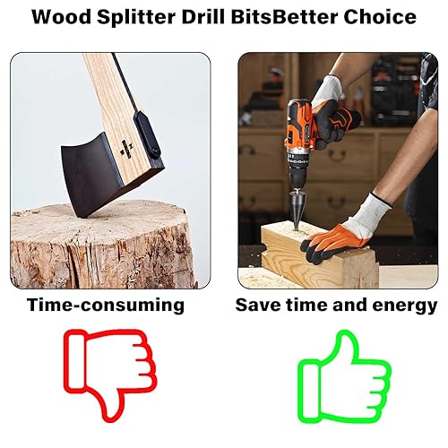 Miniatura 3 de Brocas divisoras de madera de alta resistencia, atornillador de cono, extraíble, para leña, para taladros manuales, hexagonales, cuadrados, redondos