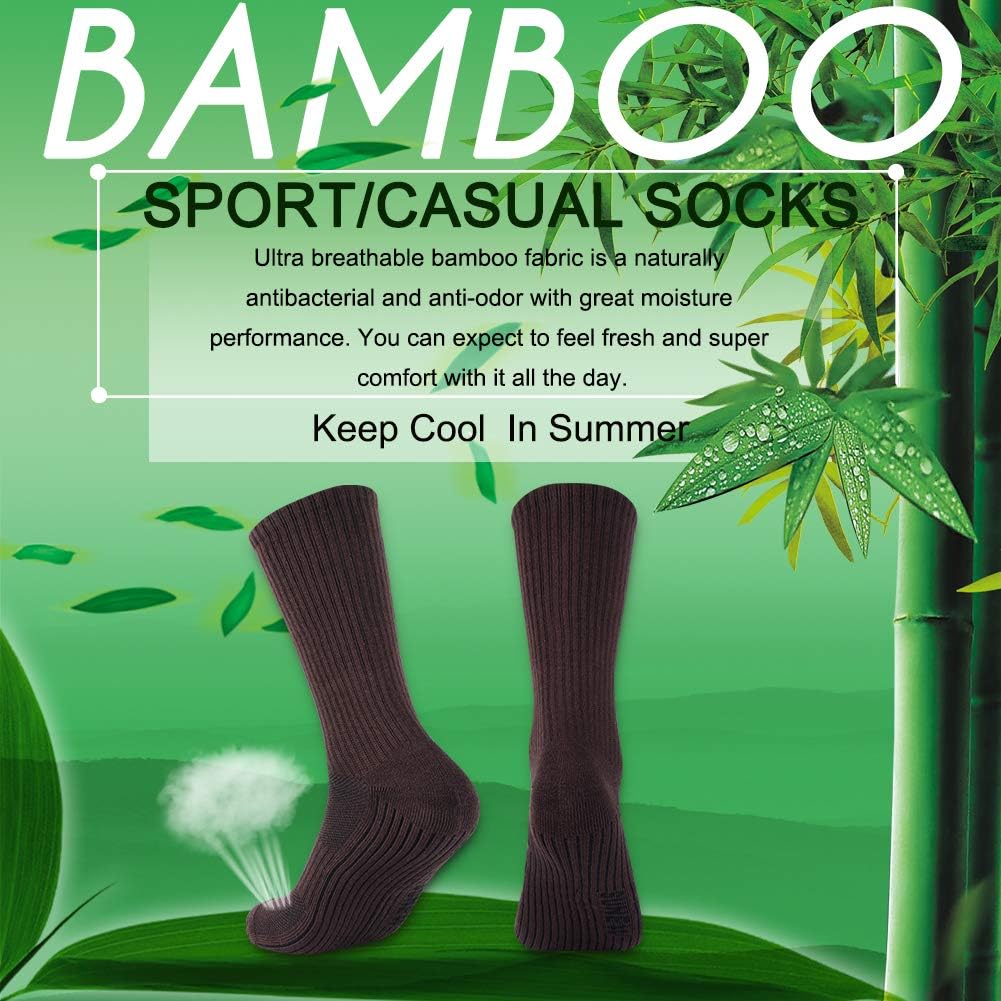 Bamboo Socks, Sunew Soft Mens and Womens Athletic Hiking Crew Cushioned Dress Casual Socks 1/3/6 Pairs : Clothing, Shoes & Jewelry