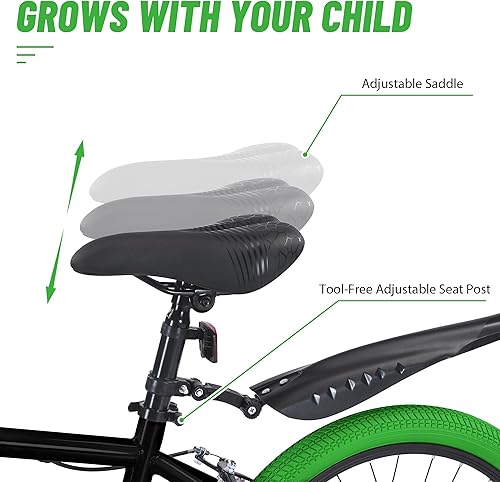 Miniatura 4 de Bicicleta infantil de 20 pulgadas estilo BMX, bicicletas para niñas y niños de 8 a 12 años, bicicleta de una sola velocidad para niños y niñas,