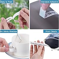 Vista 4 de Hehua 91330 10697 Recambio de cinta para etiquetadora, 10 unidades, compatible con recambios Dymo de 0.472 in x 13.1 ft 1/2 x 13 papel negro sobre