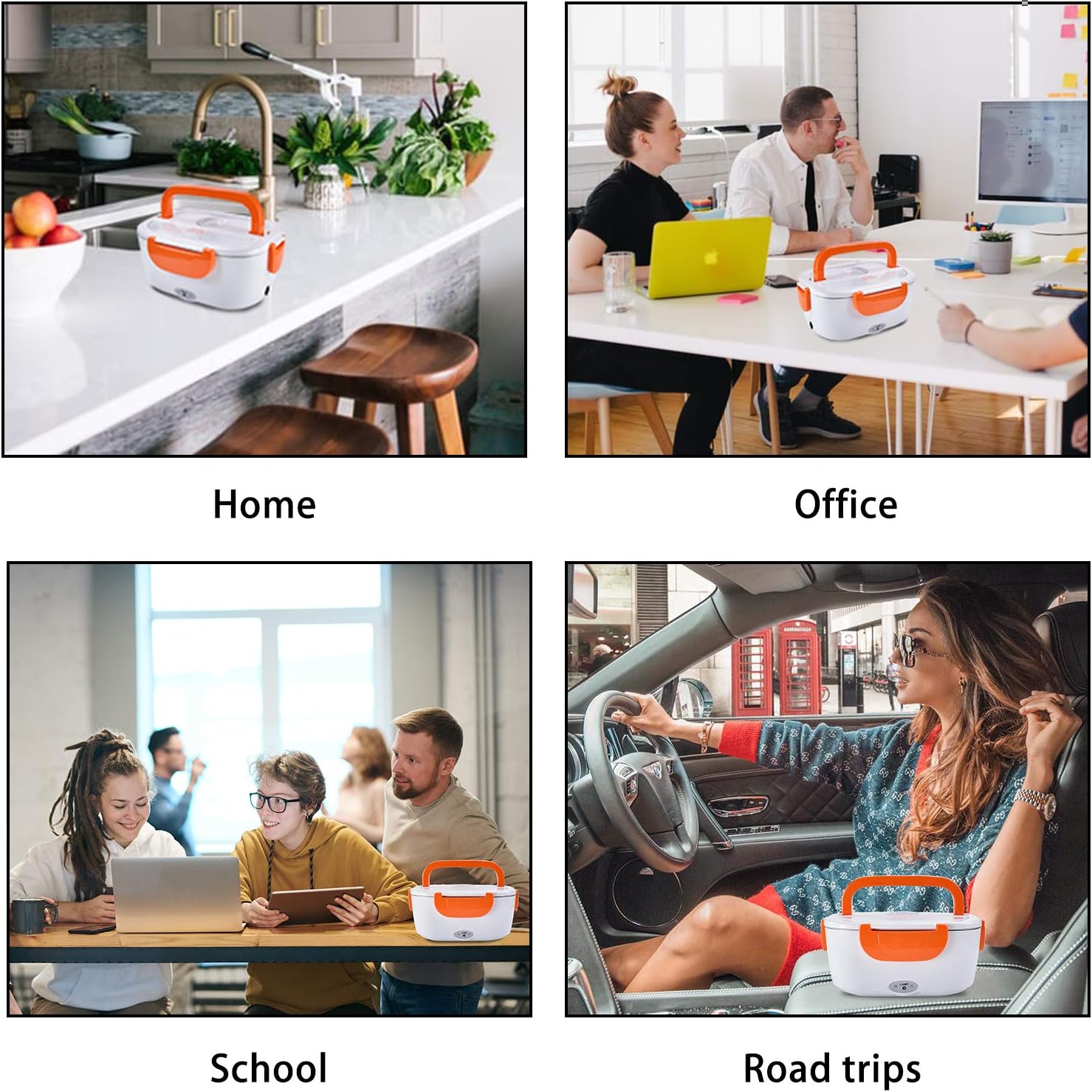 Mozing Electric Lunch Box Protable Food Warmer Heated Lunch Box For Car Truck Home Work Dual Use Removable Stainless Steel Container Multifunction Food Heater Portable Microwave 110V & 12V 40W,Orange