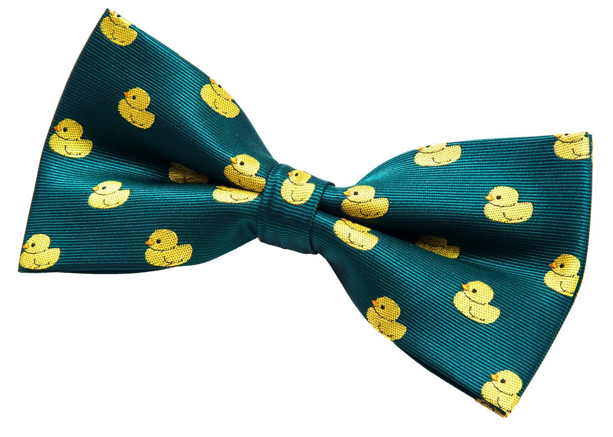 Retreez Men's Green Classic Rubber Duck Woven Pre-Tied Bow Tie (5")