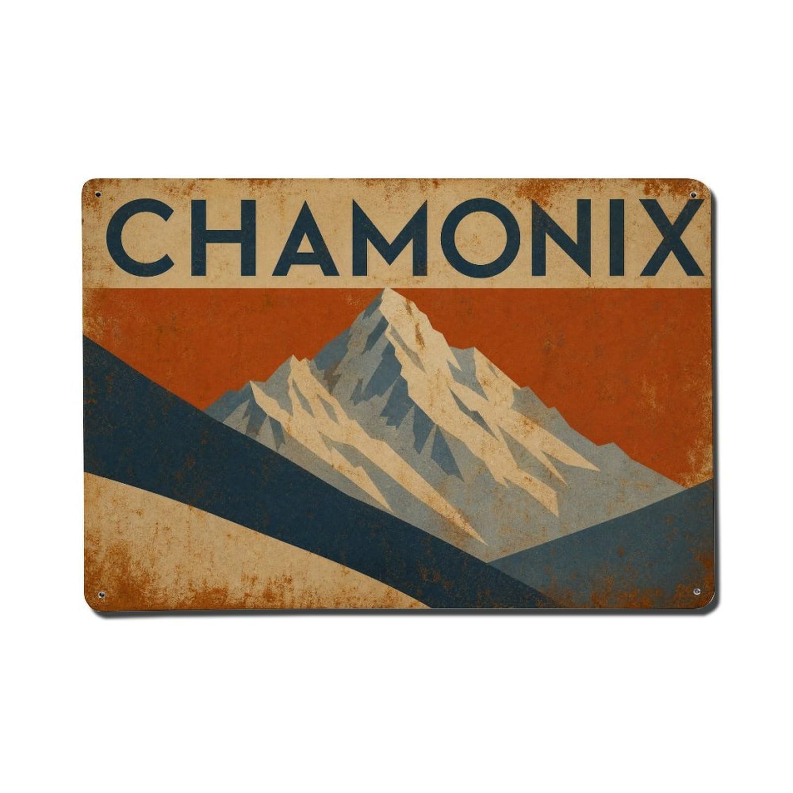 Vintage Travel Chamonix Mountain Resort Heritage France Metal Tin Sign