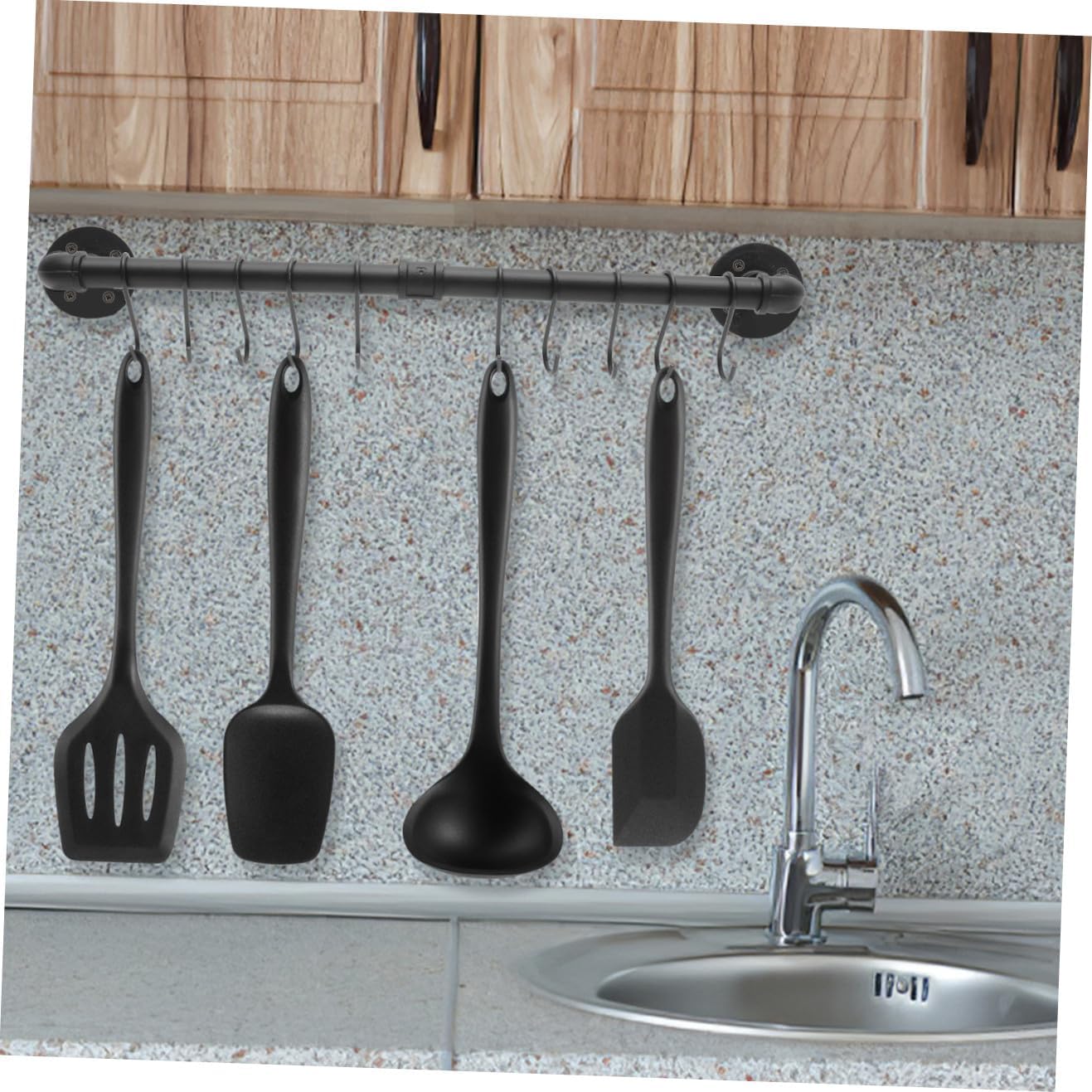 Alipis Industrial Hanging Pot and Pan Rack with Hooks Wall-mounted Kitchen Organizer for Cookware Storage Easy to Install Pot Organizer Rail