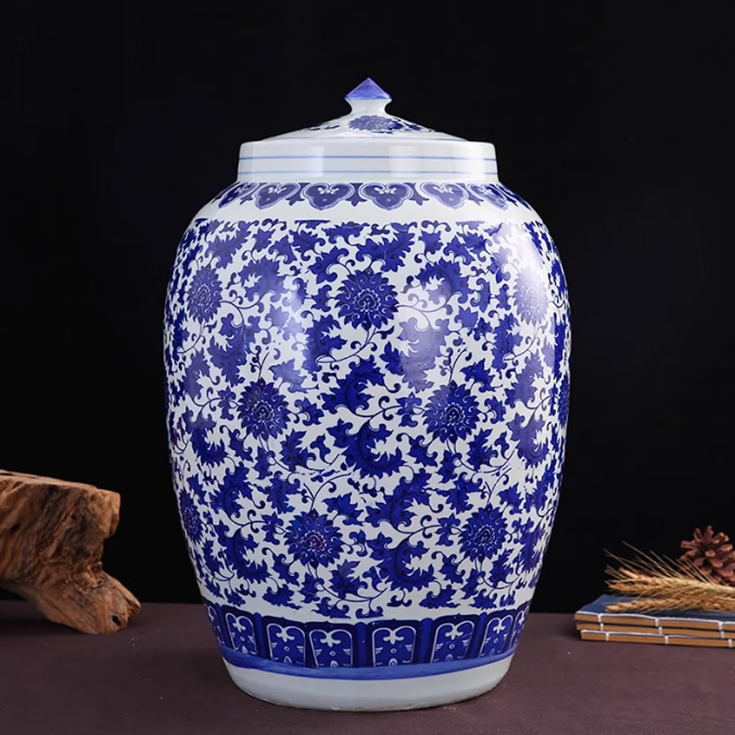 Ceramic Rice Storage Container 10KG/15KG/25KG/50KG Food Storage Containers Ceramic Grain Storage Bin Classic Rice Container Household Rice Storage Box with Lid for Flour,Rice,Nuts,Snacks
