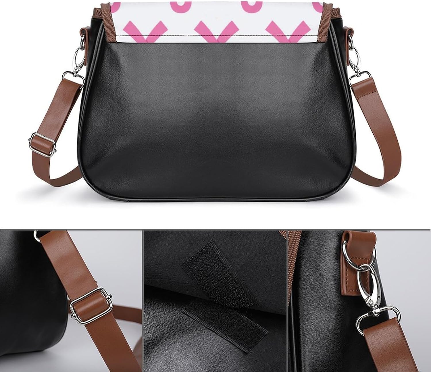 Breast Cancer Awareness_65791751Women's Faux Leather Crossbody Bag, Waterproof Wrinkle-Resistant Shoulder Bag with Detachable Strap, Large Capacity Casual Handbag, Fashion Daily Purse for Shopping Wor