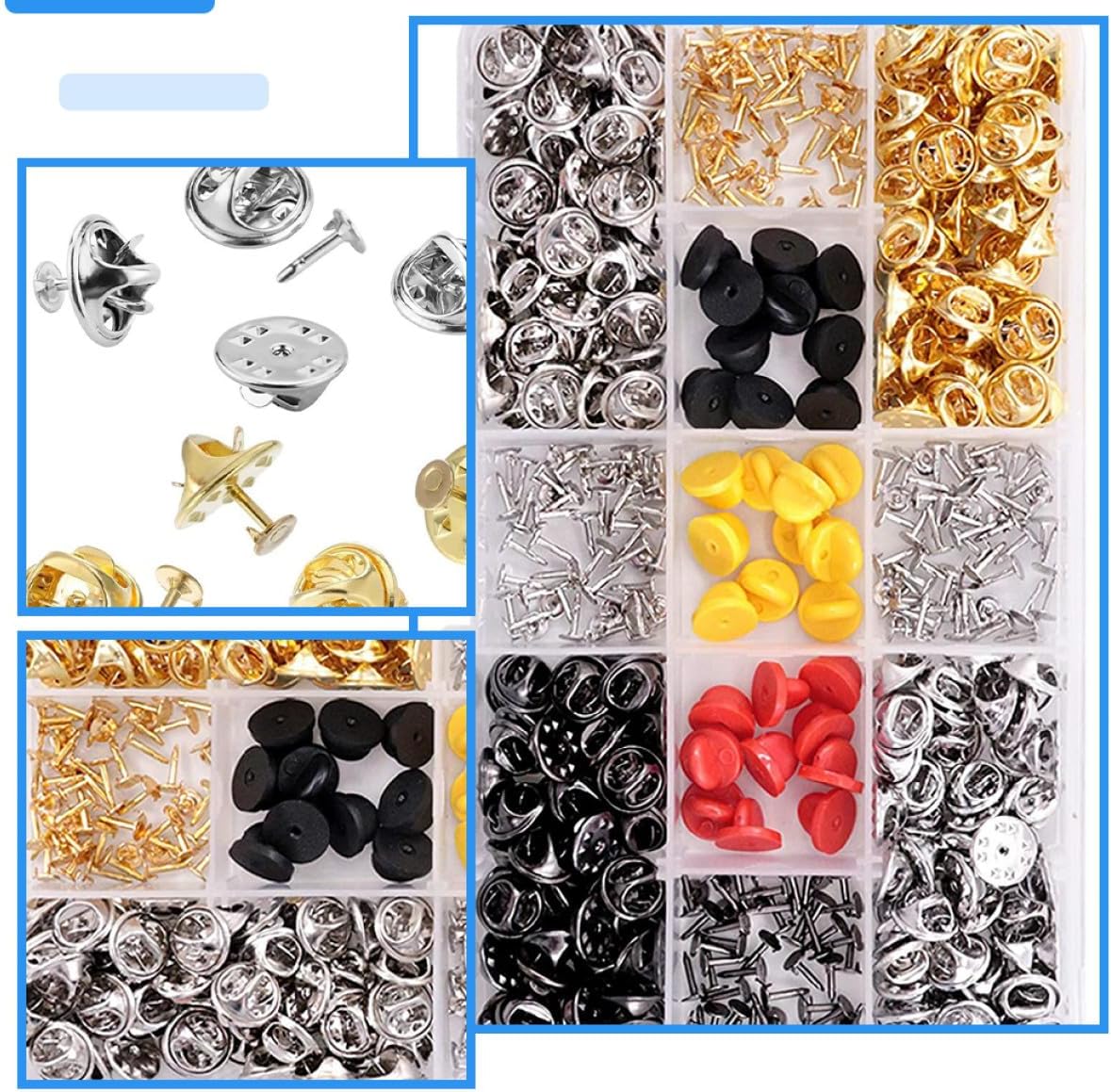 430pcs Pin Safety Backs for Badges and Lapel Pins Iron Rubber