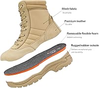 Vista 6 de NORTIV 8 - Botas de trabajotácticasmilitares para hombre ,con cremallera lateral, hechas de cuero para combatemotocicleta