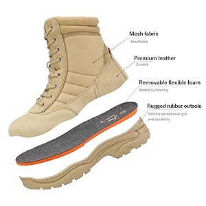 Stivali Da Lavoro Tattici NORTIV 8 Uomo - In Pelle Con Cerniera Laterale, Taglia 47, Nero - Foto 6