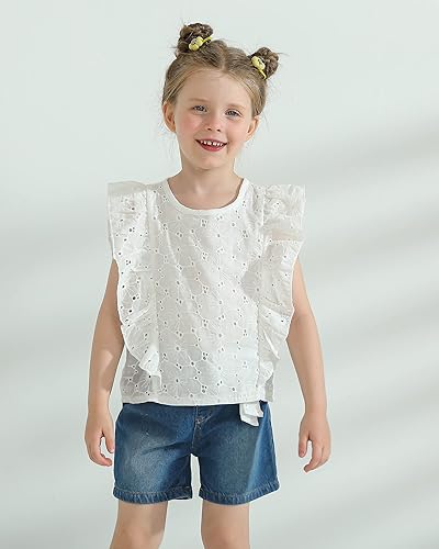 Miniatura 4 de Ropa de bebé niña niña traje de verano con volantes de manga corta camisa de encaje azul pantalones cortos conjunto de ropa de verano