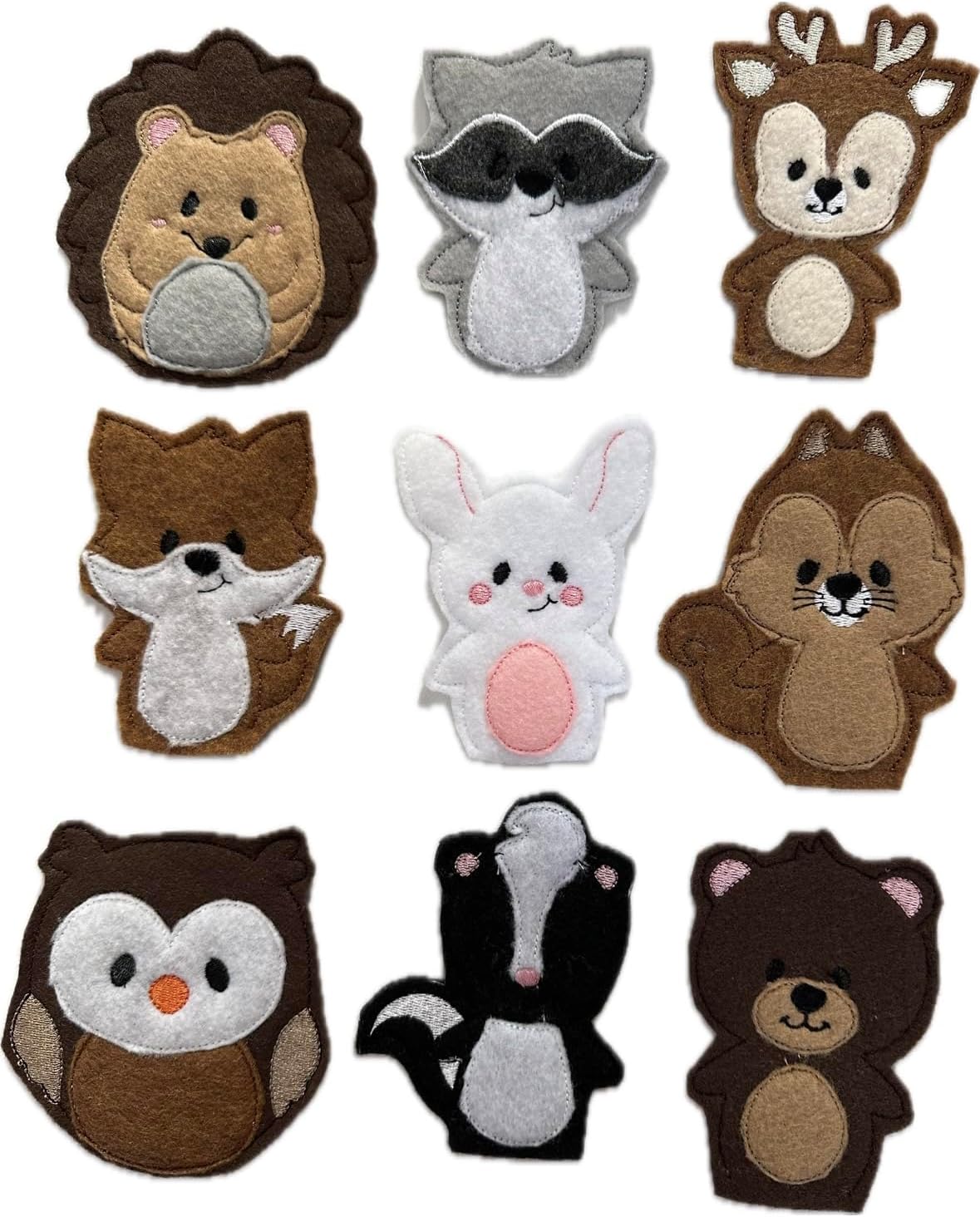 Felt Woodland Animal Finger Puppets, Interactive Children's Toy, Nursery Decor Gift, Set of Nine