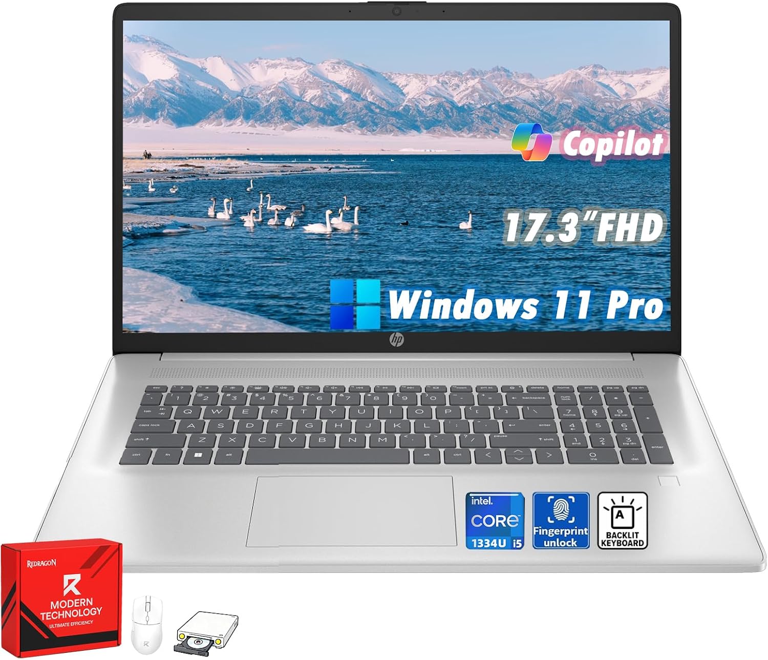 HP Flagship 17 Business Laptop, 16GB RAM, 1TB SSD, Intel Core i5-1334U, Backlit Keyboard, Fingerprint, 17.3" IPS Anti-Glare Display, Windows 11 Pro Laptop for Work & Students & Home