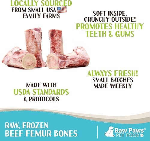 Miniatura 2 de Raw Paws Pet - Huesos de médula congelada entera de carne de res de 4 pulgadas para perros grandes, 12 unidades  Huesos crudos congelados para