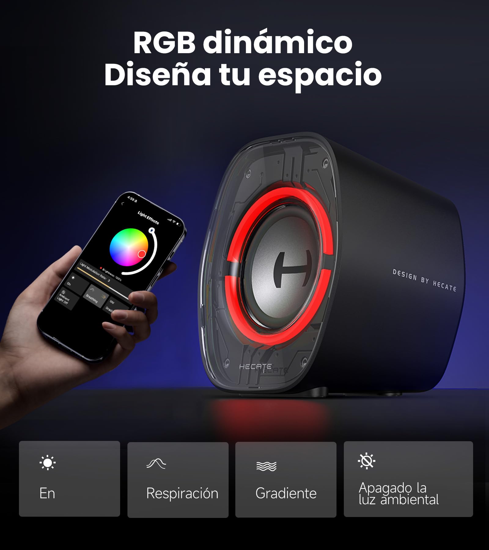 Edifier G1000 II Altavoces de Ordenador de Escritorio para Juegos, Controlador de Rango Completo de 2,5" y bajo Mejorado, Bluetooth 5.4 con USB-C/AUX, 9 Modos de iluminación RGB dinámica (Blanco)