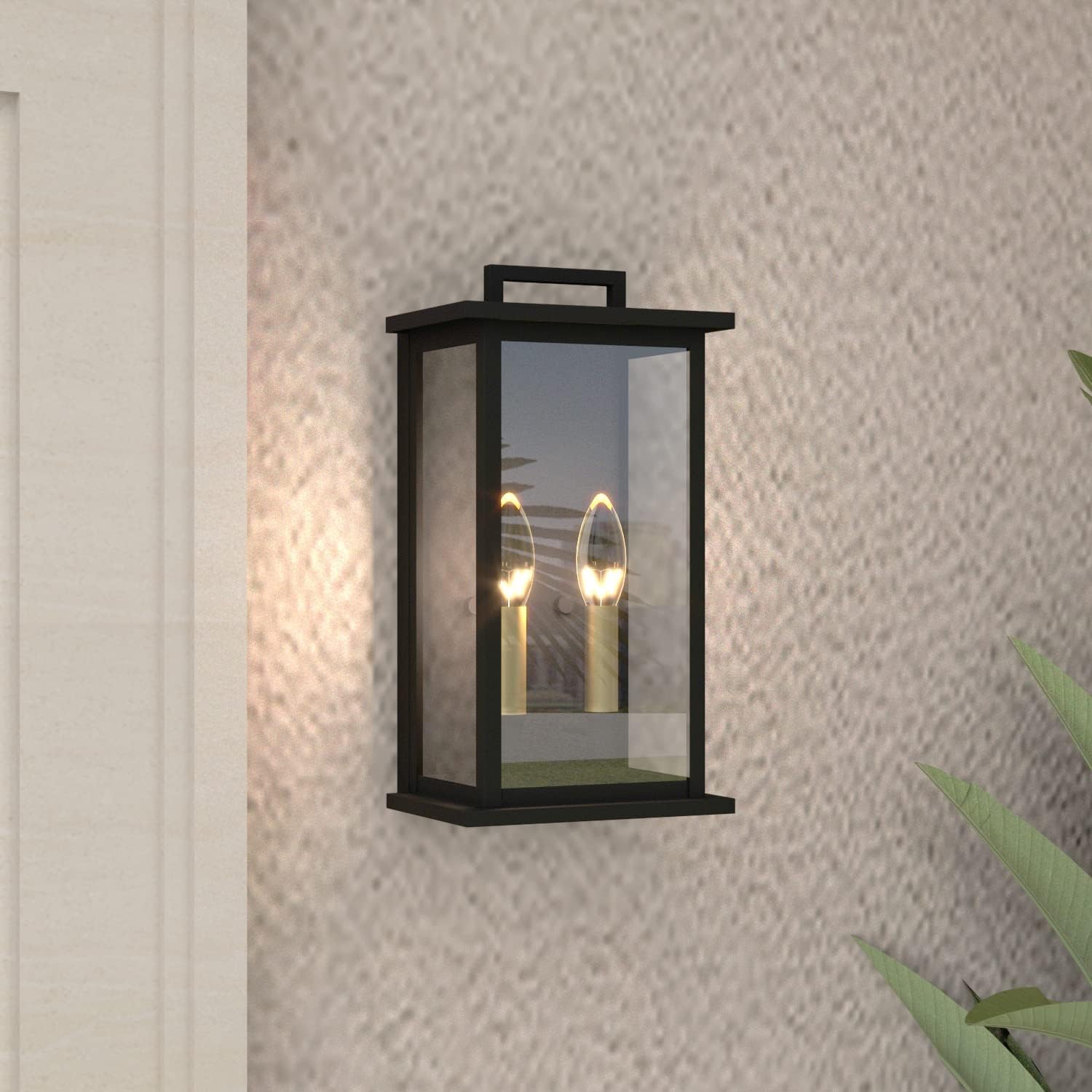 Maxax Dusk to Dawn Outdoor Wall Sconce, 14" Outside Wall Lights, Modern Black Wall Mount Light Fixture, Waterproof Exterior Lighting Fixtures for House, Porch, Garage