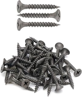 Flat Head Wood Screws, 100pcs #6 x 1 Inch Phillips Drywall Screws with Fine Thread, Self Tapping Screws for Metal, Sheet Rock, Timber, Outdoor Indoor Use, Carbon Steel Gray Phosphate by IMSCREWS
