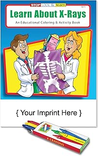ZOCO - Learn About X-Rays - Custom Kids Educational Coloring Books (250 Pack, with Crayons) - Learn About Broken Bones, Sprains, and Xray - Doctor Handout - Games, Puzzles, Fun Activities for Kids