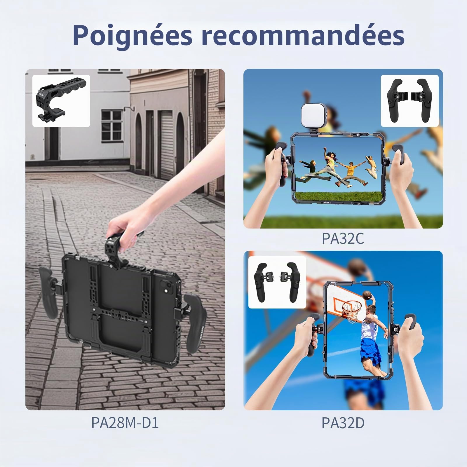 Nitze Cage pour Tablette pour iPad A16/1 à 10 gen, iPad Air 11" M4/M3/M2/1 à 5 Gen, iPad Pro 11" M5/M4/1 à 4 Gen, iPad Pro 10.5" 2017/9.7" 2016 et Autres Tablettes de 9 à 11" - T-TC03A