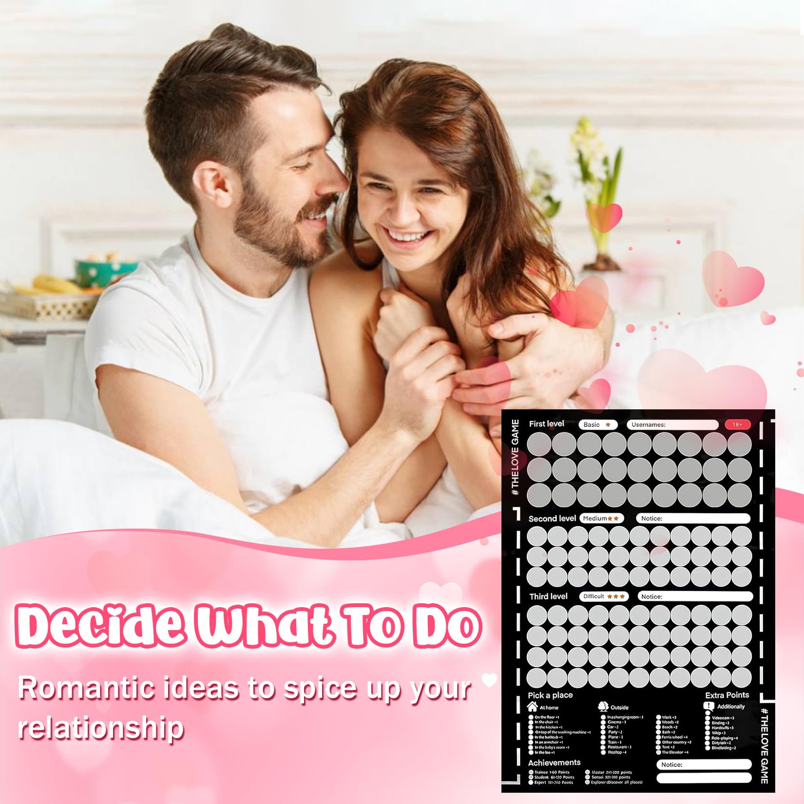 DSNJPZX Poster Da Grattare Per Coppie - Love Games Con 100 Sfide D'Amore - 45,2 Cm, Regalo Romantico Per Anniversario E San Valentino