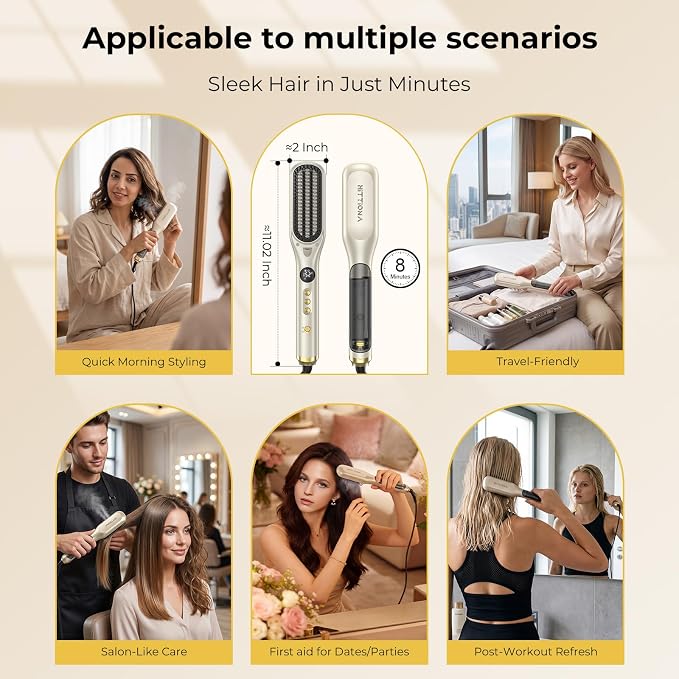 Cepillo alisador de cabello con vapor HITTIONA 3 en 1 miniatura 8