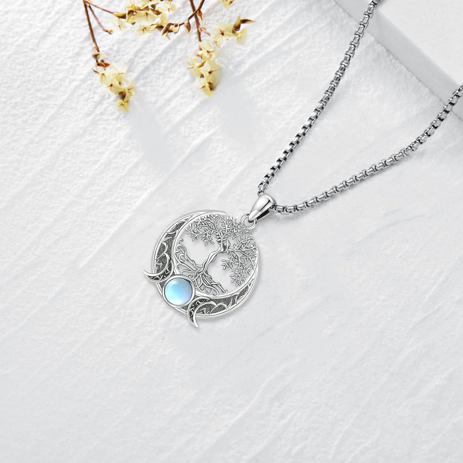 Pentagram/Sun Moon/Celtic Witches Knot/Santa Muerte/Triple Moon Goddess/Hecate Necklace Sterling Silver Magic Wiccan Pagan Amulet Jewelry for Women Men