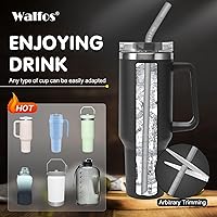 Vista 3 de WALFOS Pajitas de silicona reutilizables extralargas de 14.5 pulgadas, pajitas flexibles y curvadas de tamaño grande para botellas grandes de medio
