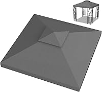 Vista 6 de Cubierta de repuesto para toldo de 10 x 10 pies, doble nivel, con 12 velcros, nailon impermeable con protección UV, refugio al aire libre para Rojo