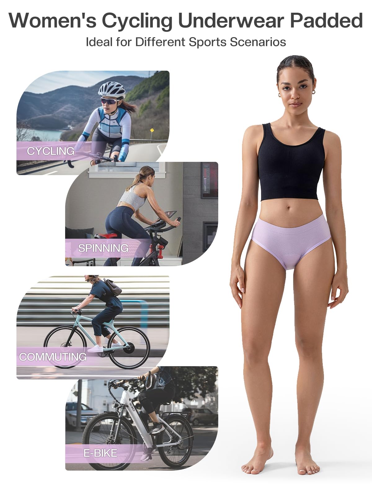 Short de Cyclisme rembourré Short de Cyclisme pour Femmes Slip Triangulaire Respirant avec Rembourrage 5004