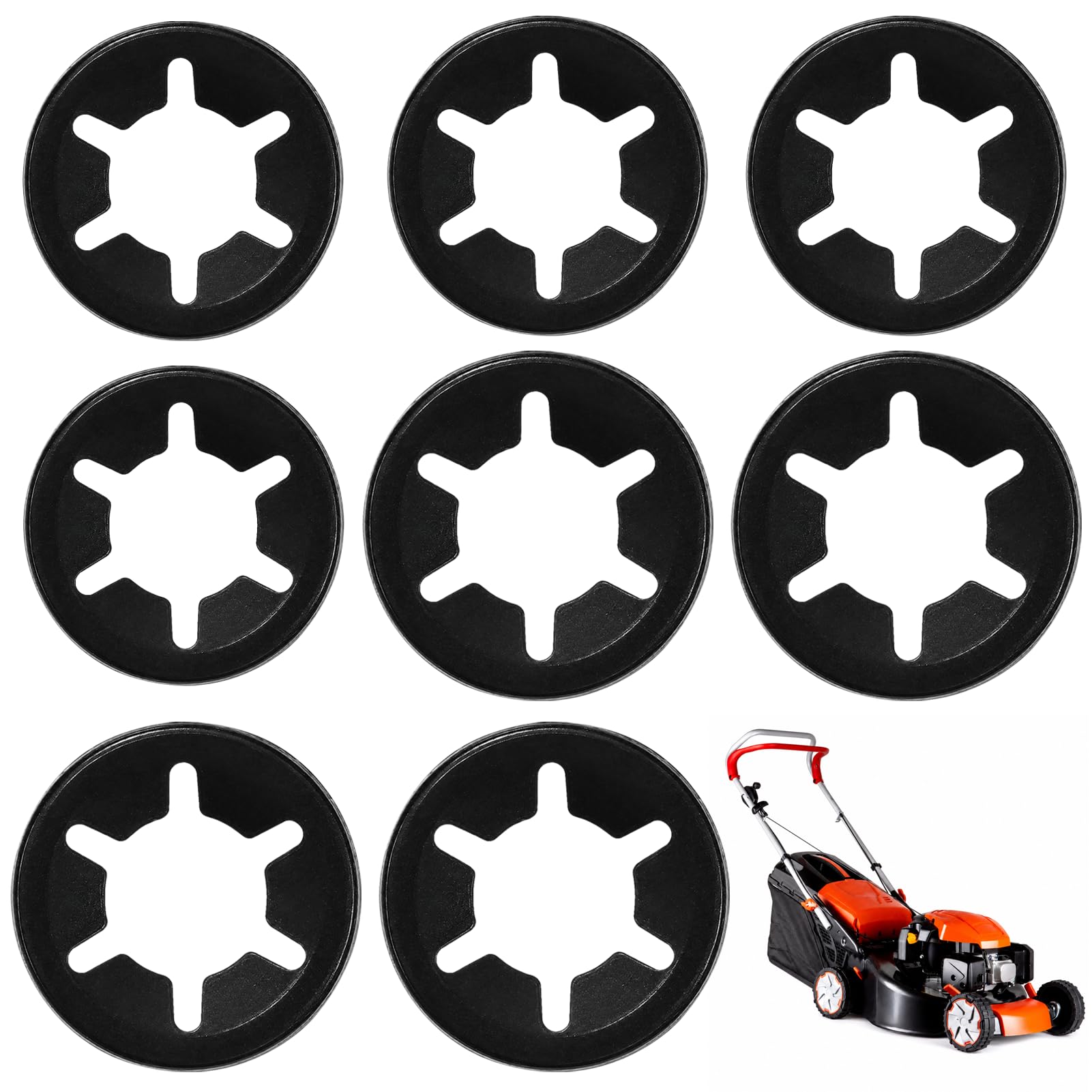 8pcs M8 and M10 Push Fit Washer,Lawn Mower Wheel Retainer Washer