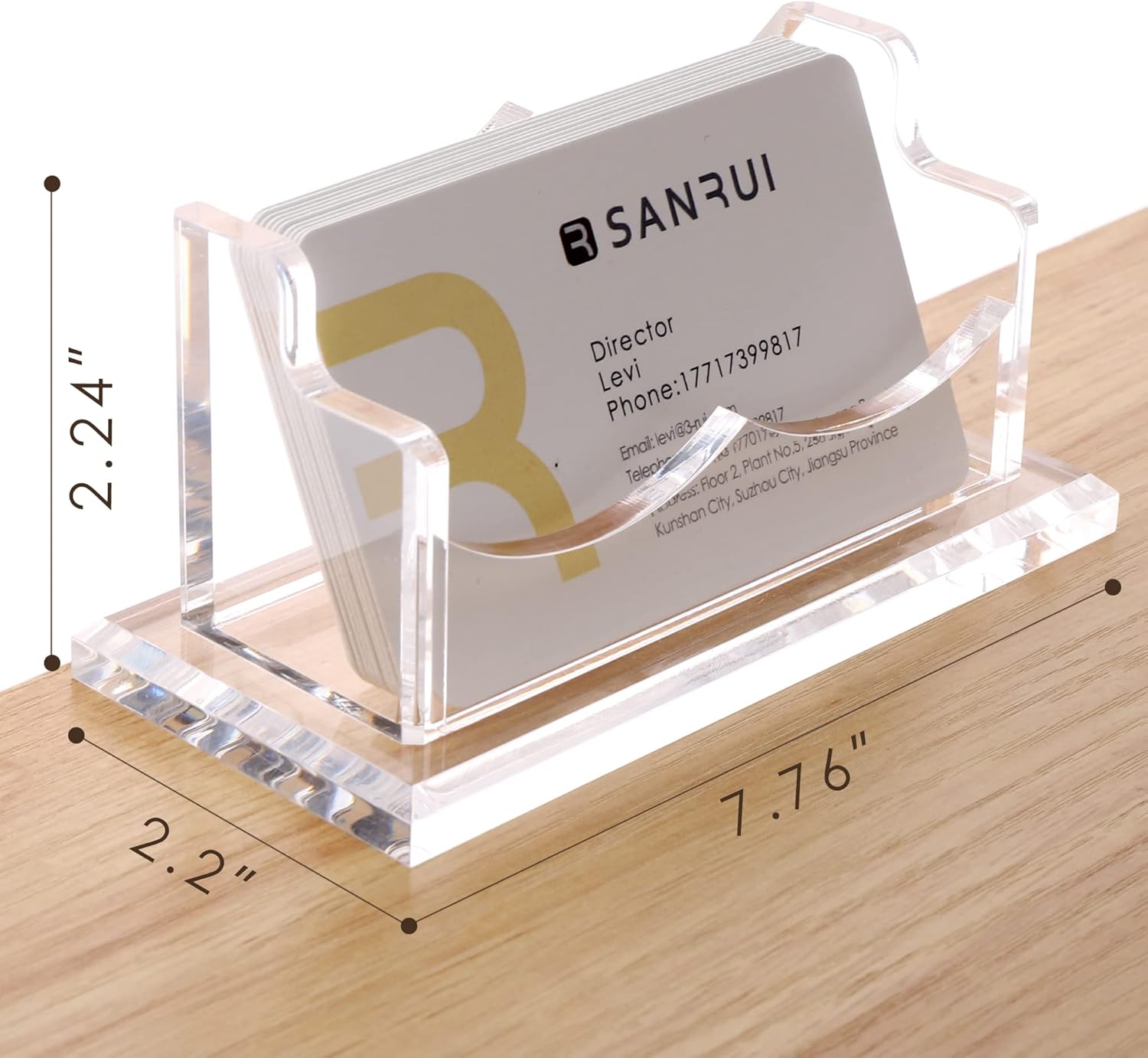 SANRUI Clear Horizontal Business Card Holder Stand for Desk, Acrylic Desktop Display Name Cards Holders Organizer Storage Rack,for Exhibition, Home , Office ,1 Tier 1 Pocket , 60 Card Capacity : Office Products