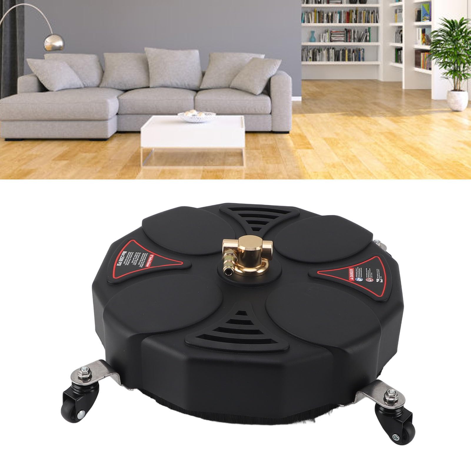 13-calowa Myjka Ciśnieniowa do Czyszczenia Powierzchni, 2500PSI 1/4 Cala Myjka Wysokociśnieniowa z szybkozłączką Uniwersalna Szorowarka z 4 Kołami 2 Przedłużacze Środek do