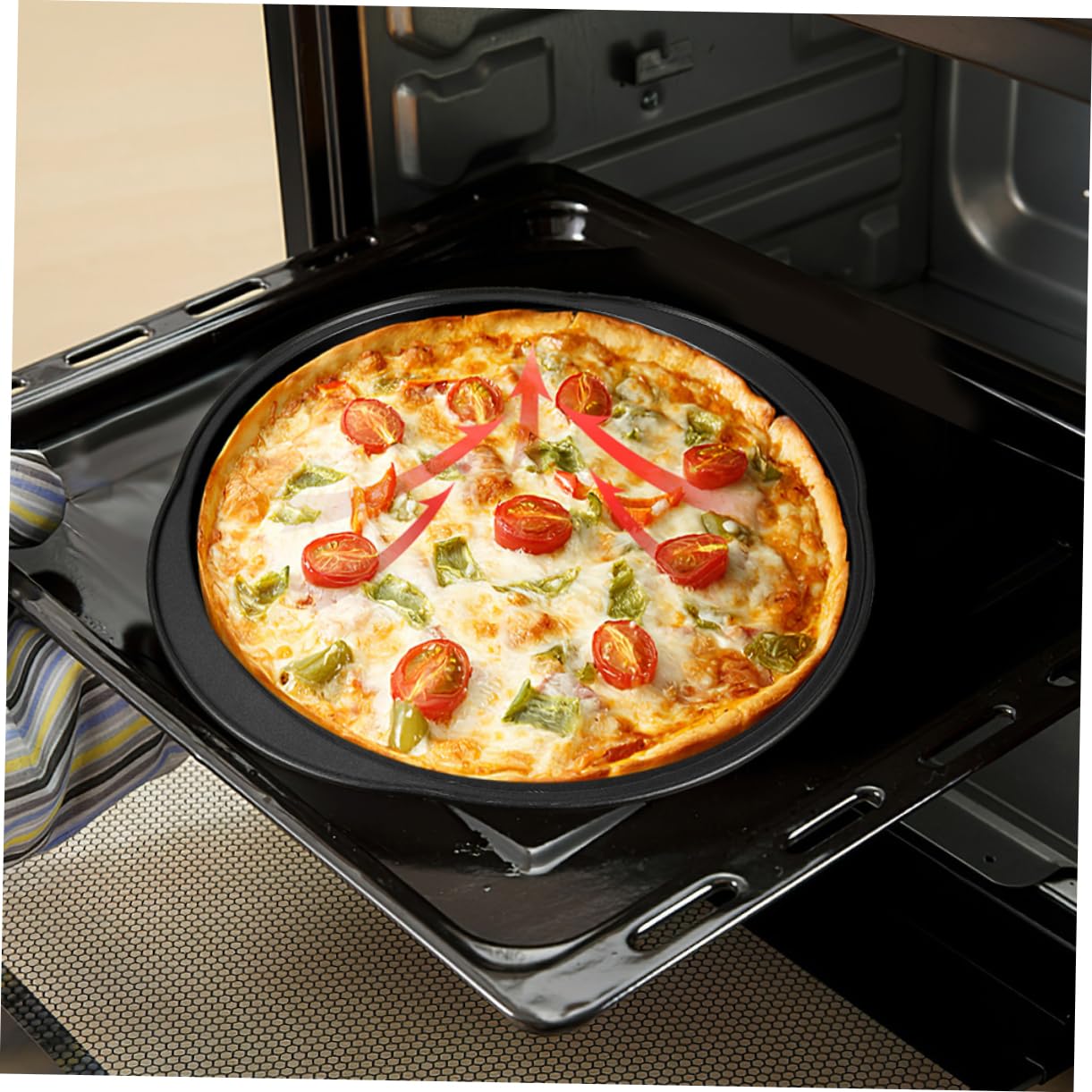 ABOOFAN Perforierte Pizza Backbleche aus Kohlenstoffstahl mit Griff
